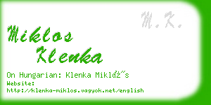 miklos klenka business card